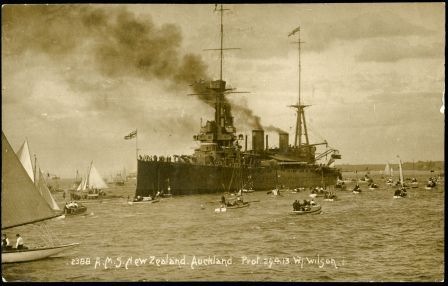 HMS New Zealand arriving Auckland, NZ 1913